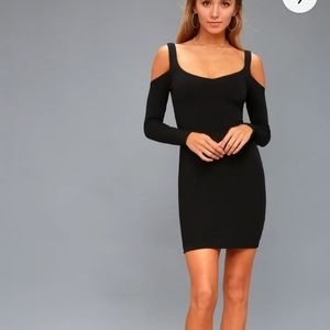 Lulus Dimitri cold shoulder long sleeve bodycon mini dress black small